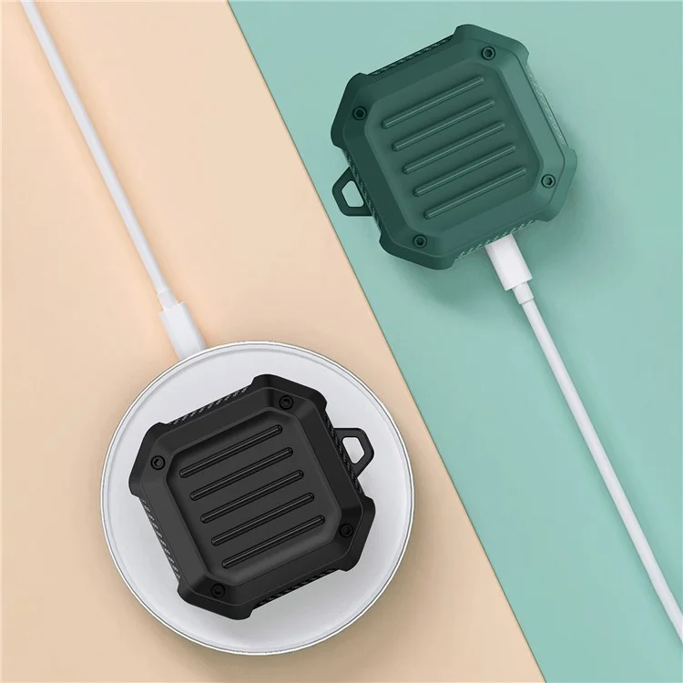 Suitcase Design Stripe TPU Case Bluetooth Earphone Anti-drop Protective Cover for Samsung Galaxy Buds2/Live/Pro - Schwarz
