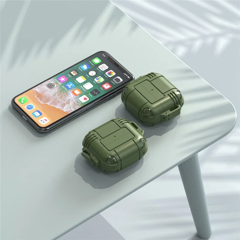 Fashionable Textured Cover Shell Flexible TPU Protective Cover Case for Apple AirPods 3 - Green