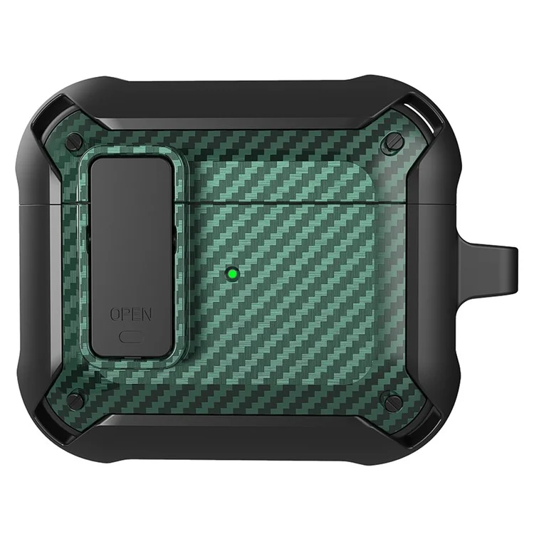 Diseño de Tapa de Forma Snap-on Textura de Fibra de Carbono Bluetooth Cubierta Protectora de Protección Para Auriculares Para AirPods 3 - Estilo 1