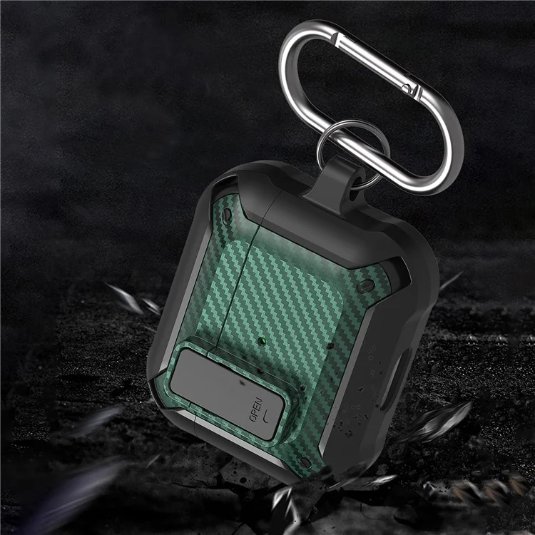 Snap-on Lid Design Carbon Fiber Texture Bluetooth Earphone Protective Cover Case for AirPods 3 - Style 1