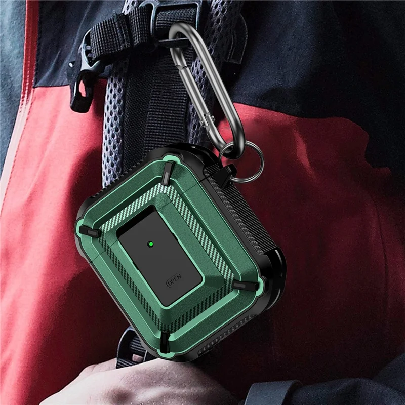 Anti-fall TPU+PC 2-in-1 Earphone Protective Case Cover with Lock/Buckle for Apple AirPods with Charging Case (2016)/(2019) / AirPods with Wireless Charging Case (2019) - Type 5