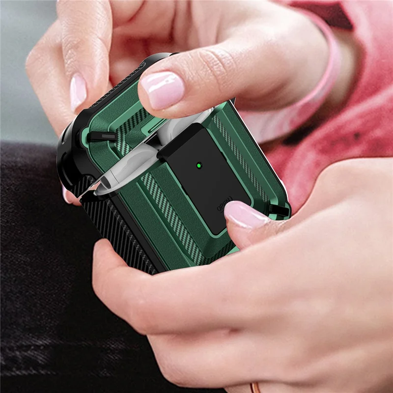 Anti-fall TPU+PC 2-in-1 Earphone Protective Case Cover with Lock/Buckle for Apple AirPods with Charging Case (2016)/(2019) / AirPods with Wireless Charging Case (2019) - Type 5