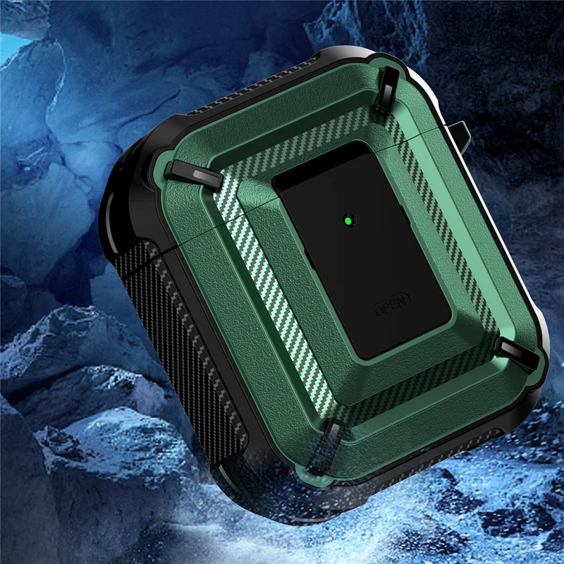 Anti-fall TPU+PC 2-in-1 Earphone Protective Case Cover with Lock/Buckle for Apple AirPods with Charging Case (2016)/(2019) / AirPods with Wireless Charging Case (2019) - Type 5