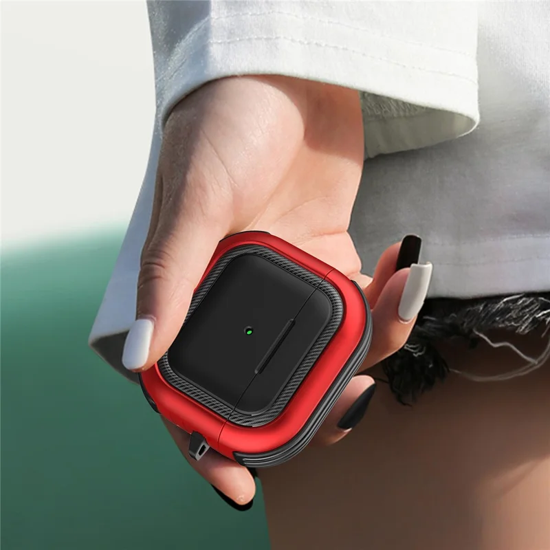Bluetooth-compatible Earphone Anti-drop TPU+PC Protective Case Cover with Hanging Buckle for AirPods 3 - Style 2