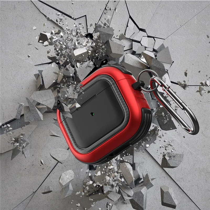 Bluetooth-compatible Earphone Anti-drop TPU+PC Protective Case Cover with Hanging Buckle for AirPods 3 - Style 2