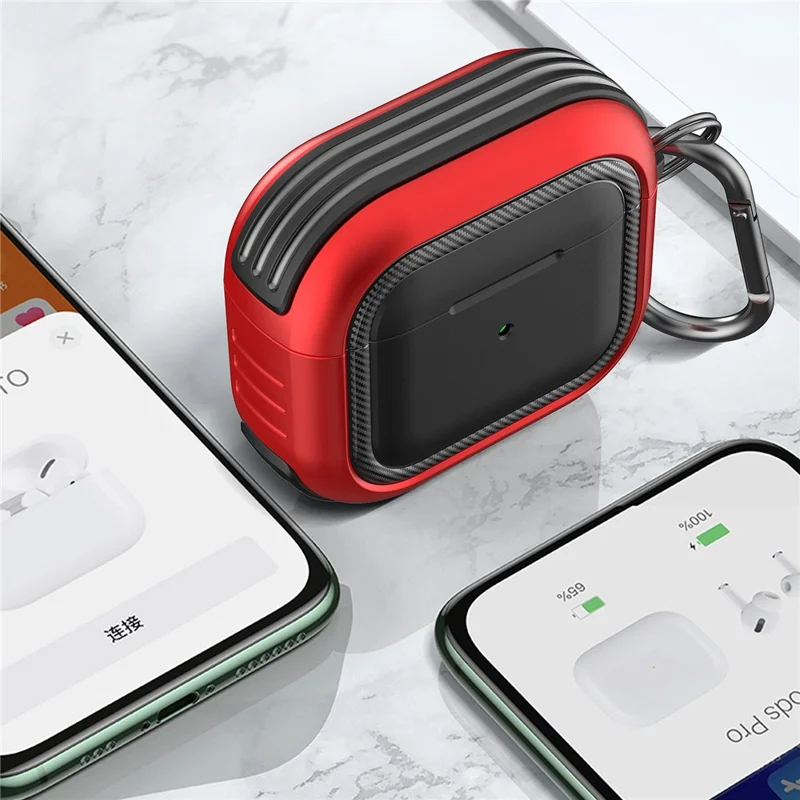 Bluetooth-compatible Earphone Anti-drop TPU+PC Protective Case Cover with Hanging Buckle for AirPods 3 - Style 2