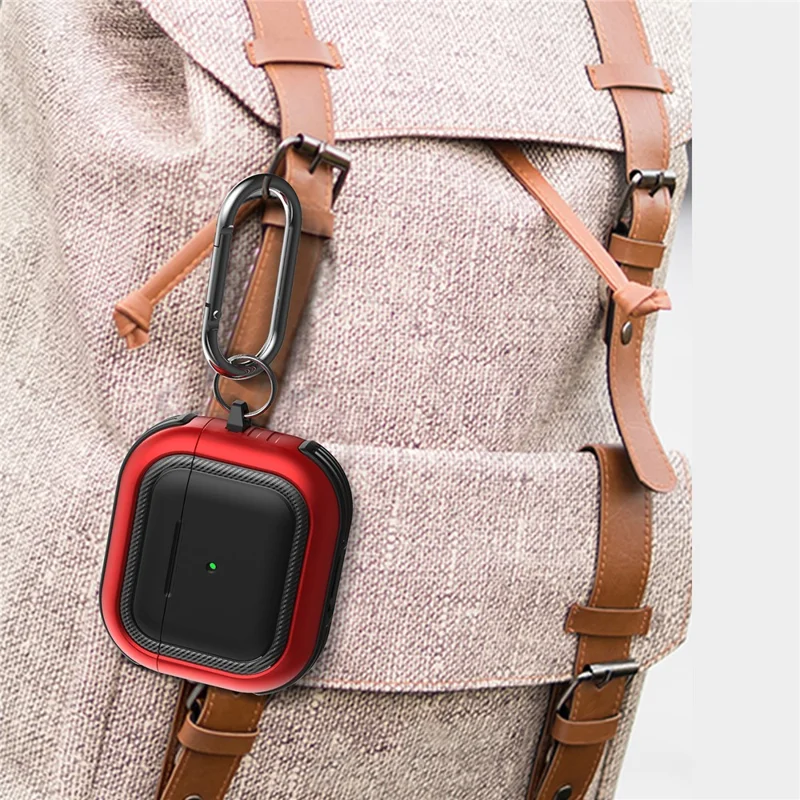 Bluetooth-compatible Earphone Anti-drop TPU+PC Protective Case Cover with Hanging Buckle for AirPods 3 - Style 2
