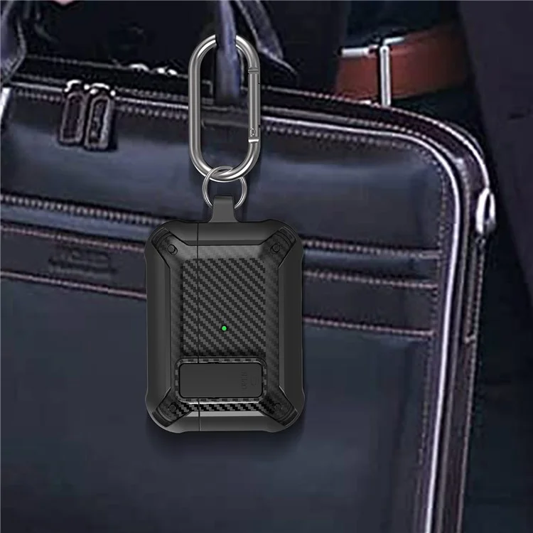 Carbon Fiber Texture Snap-On Lid Diseño Inalámbrico TPU + PC Funda Protectora Para AirPods Pro - Estilo 1