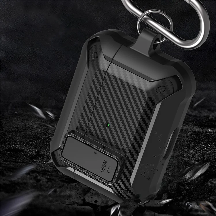 Carbon Fiber Texture Snap-On Lid Diseño Inalámbrico TPU + PC Funda Protectora Para AirPods Pro - Estilo 1