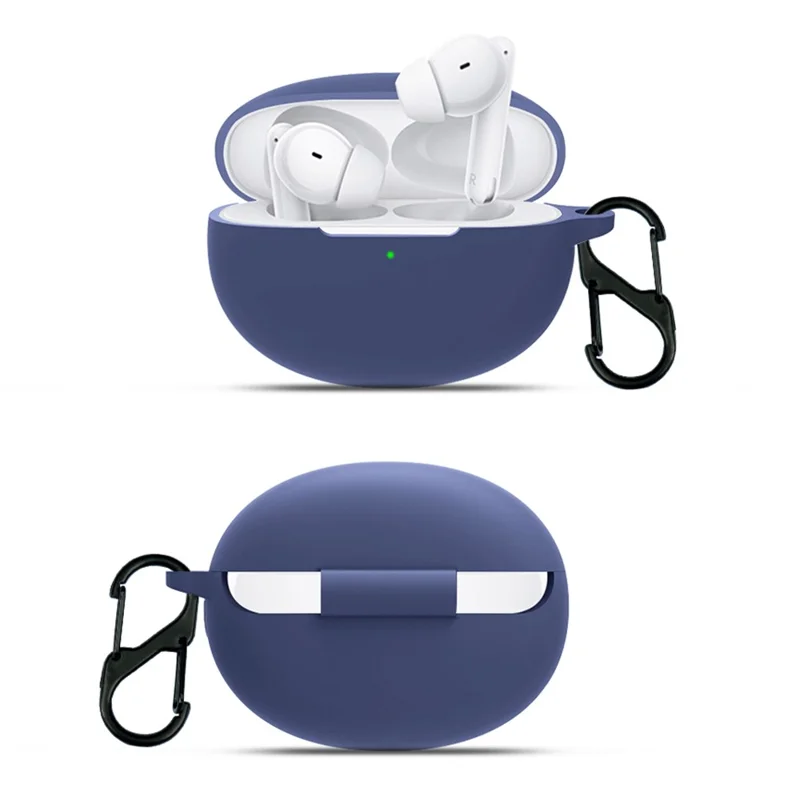 Anti-Fall Silicone Protective Cover Earphone Case Shell with Keychain for OPPO Enco Free2 / Free2i - Blue