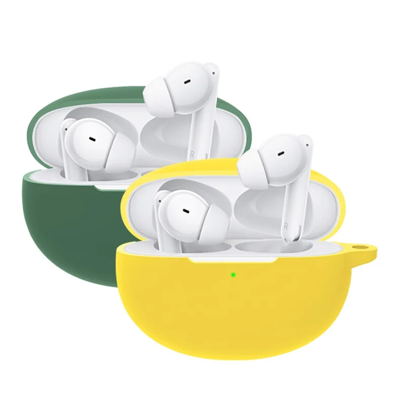 Anti-Fall Silicone Protective Cover Earphone Case Shell with Keychain for OPPO Enco Free2 / Free2i - Blue