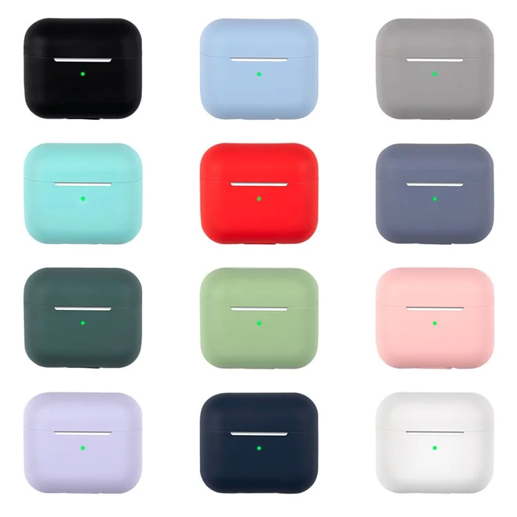 Per AirPods 3 Solid Color Bluetooth Earphone Silicone Protective Case Cover - Rosso