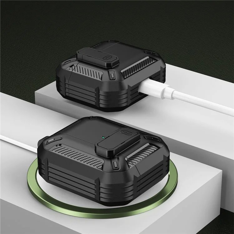 Для Apple AirPods 3 TPU + PC Чехол для зарядки наушников Противоударный защитный чехол с крючком - 1
