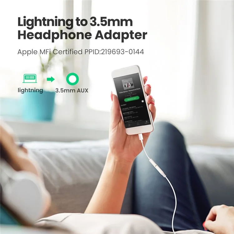 Ugreen Para Iphone 13 12 MFI Lightning a 3.5 mm Convertidor de Auriculares de Cable de Adaptador de Audio