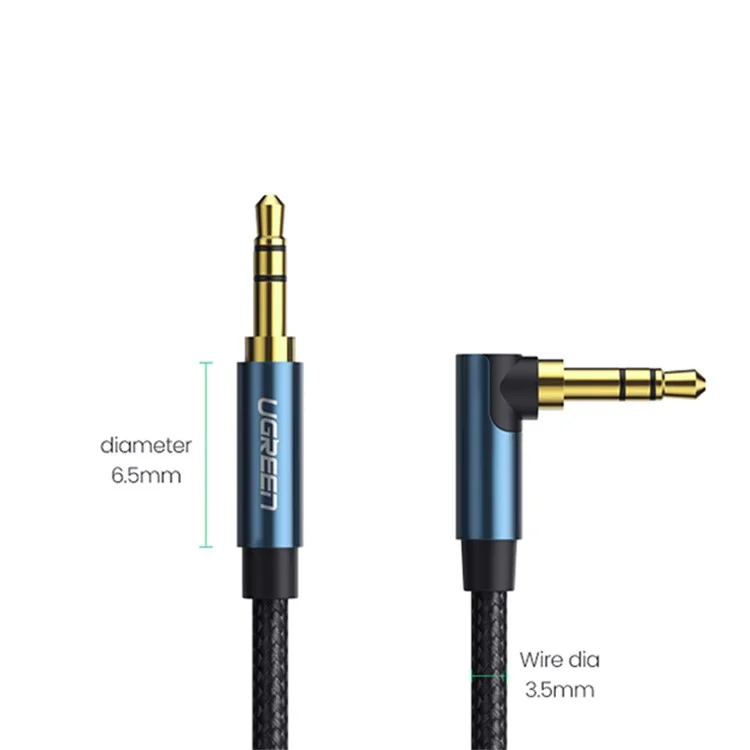 UGREEN 1.5m Para Teléfono Tableta PC Auricular Cable AUX 3.5mm Macho a Macho Ángulo Recto Cable de Extensión de Audio