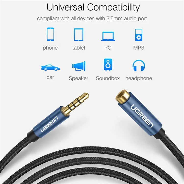 UGREEN 0.5m Stereo Audio 3.5mm Male to Female Extension Adapter Cable