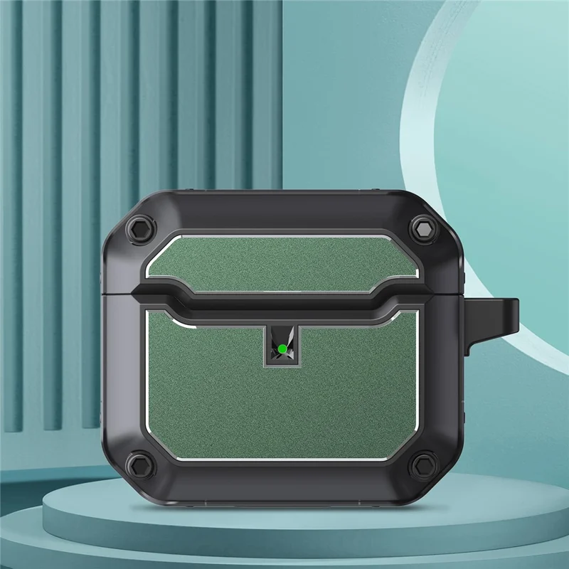 For Apple AirPods 3 Bluetooth-compatible Earphone Protective Case TPU + Hardware Charging Box Shell with Keychain - Green