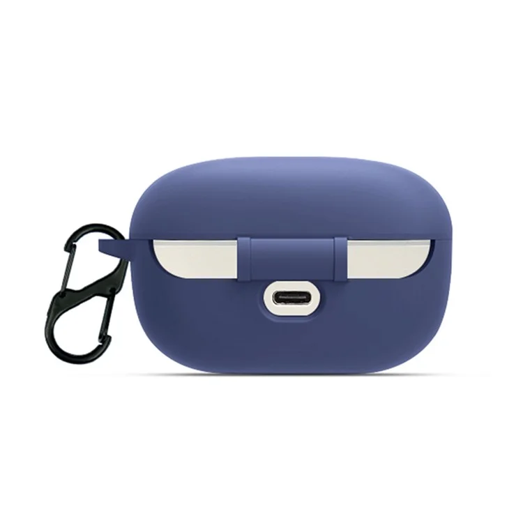 Soft Silicone Earphone Protective Case for JBL ENDURANCE RACE, Headphone Charging Box Cover with Anti-lost Hook - Dark Blue