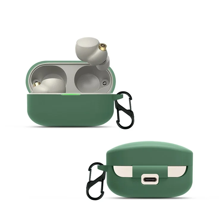 Écouteur Soft Silicone Case Pour Sony WF-1000XM4, Écouteurs Chargements Chargements Couvercle De Protection Avec Boucle - Vert Noirâtre