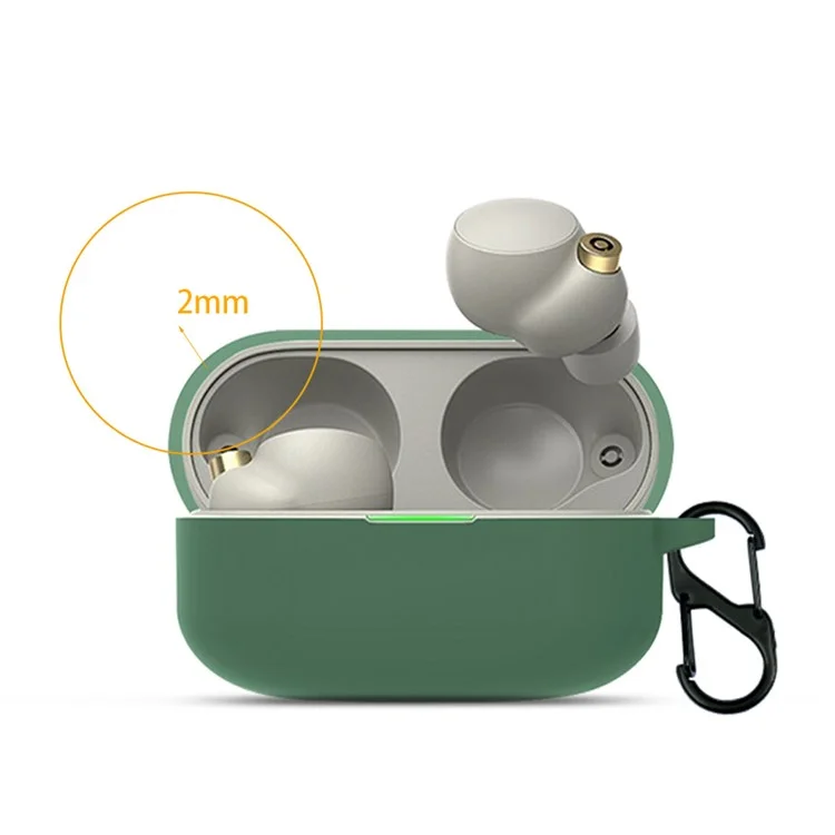 Écouteur Soft Silicone Case Pour Sony WF-1000XM4, Écouteurs Chargements Chargements Couvercle De Protection Avec Boucle - Vert Noirâtre