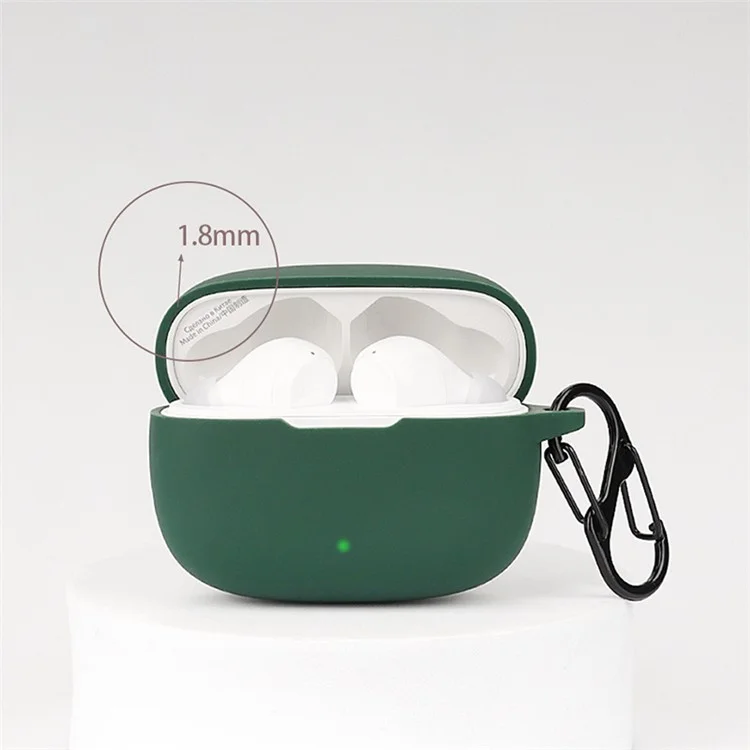 Pour JBL Wave 200 TWS Bluetooth Ecoutphone Protective Case Soft Silicone Headphone Charging Shell Avec Boucle - Vert Noirâtre