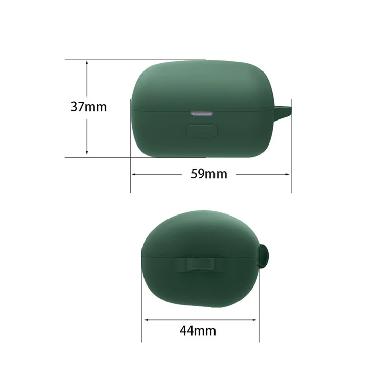 For Sony WF-L900 Earphone Charging Box Silicone Protective Case Bluetooth-compatible Earbuds Cover with Buckle - Blackish Green
