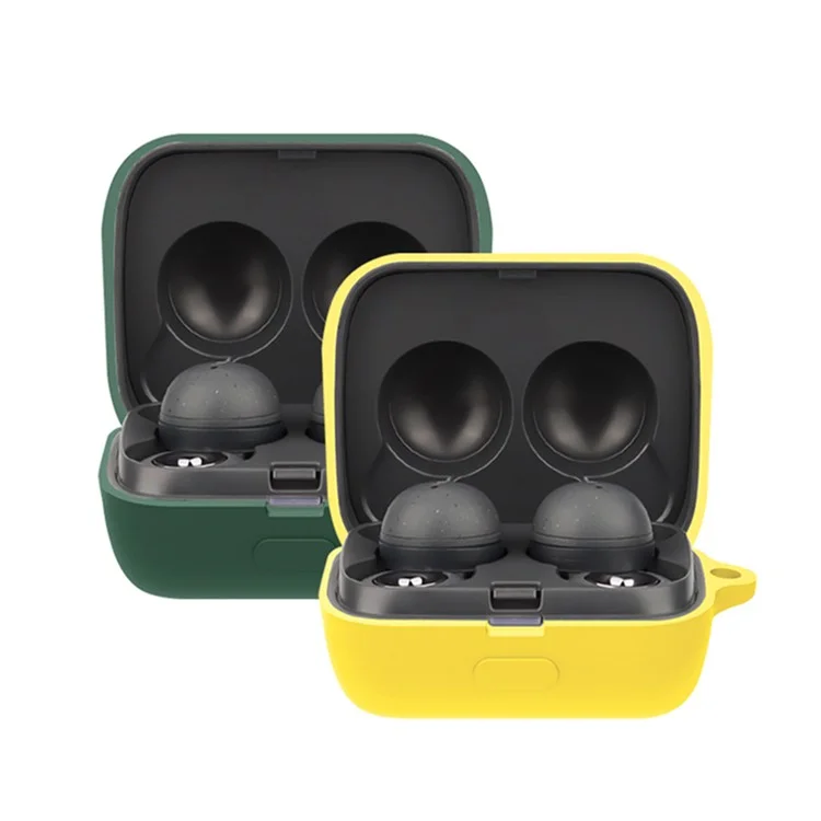 For Sony WF-L900 Earphone Charging Box Silicone Protective Case Bluetooth-compatible Earbuds Cover with Buckle - Blackish Green