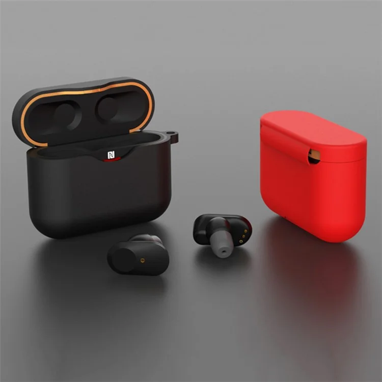 For Sony WF-1000XM3 Soft Silicone Earphone Case Anti-fall Earbuds Charging Box Protective Cover - Black