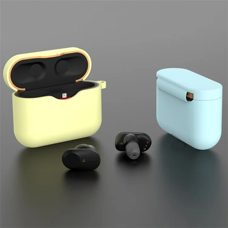 For Sony WF-1000XM3 Soft Silicone Earphone Case Anti-fall Earbuds Charging Box Protective Cover - Black