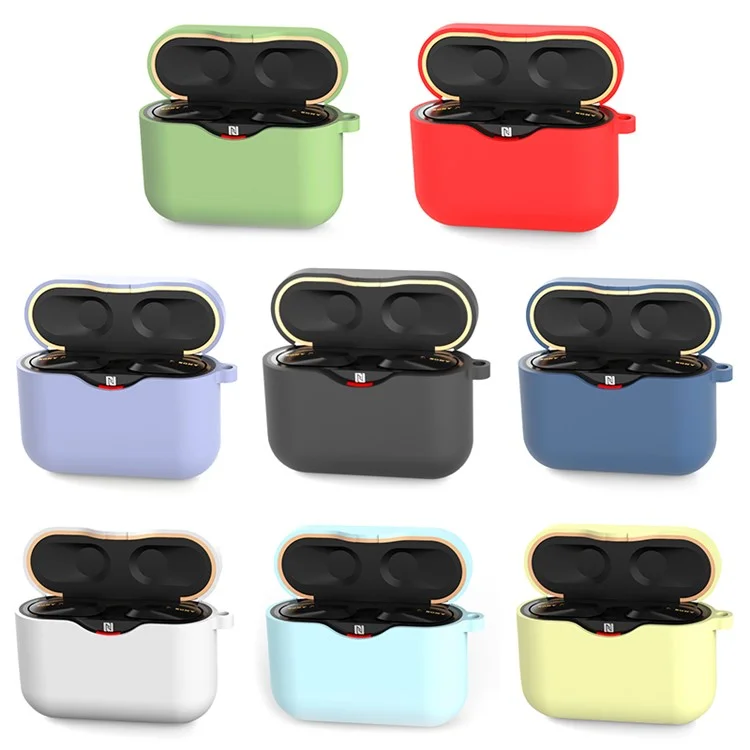 Per Sony WF-1000xm3 Soft Silicone Auricolare Auricolare Anti-Fall Earbuds Casella Di Ricarica Copertura Protettiva - Nero