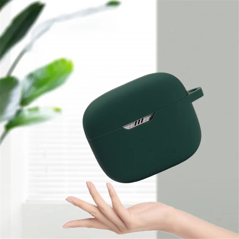 For JBL TUNE 130NC Bluetooth-compatible Earphone Silicone Protective Case Headphone Anti-fall Cover with Anti-lost Buckle - White