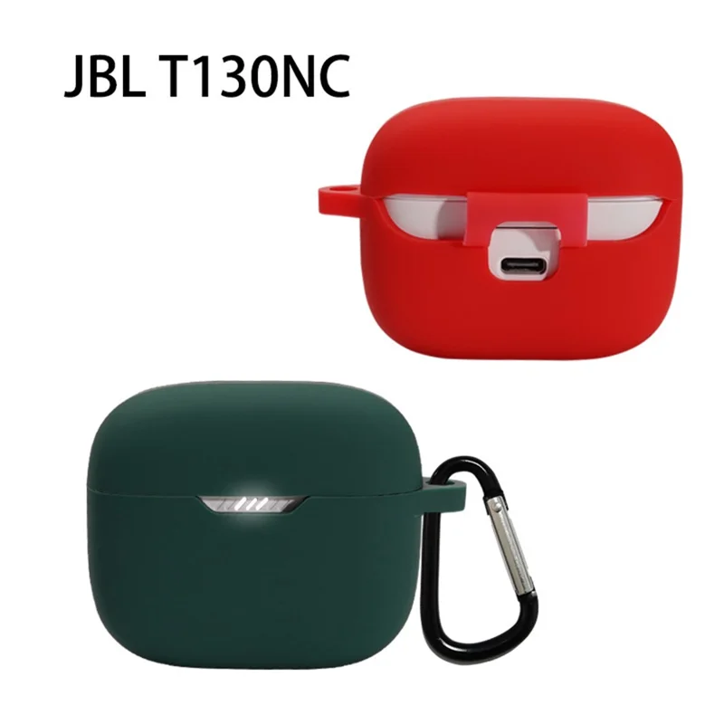 For JBL TUNE 130NC Bluetooth-compatible Earphone Silicone Protective Case Headphone Anti-fall Cover with Anti-lost Buckle - White