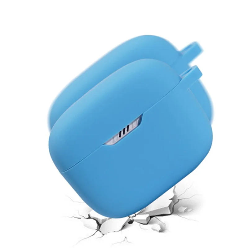 For JBL TUNE 130NC Bluetooth-compatible Earphone Silicone Protective Case Headphone Anti-fall Cover with Anti-lost Buckle - White