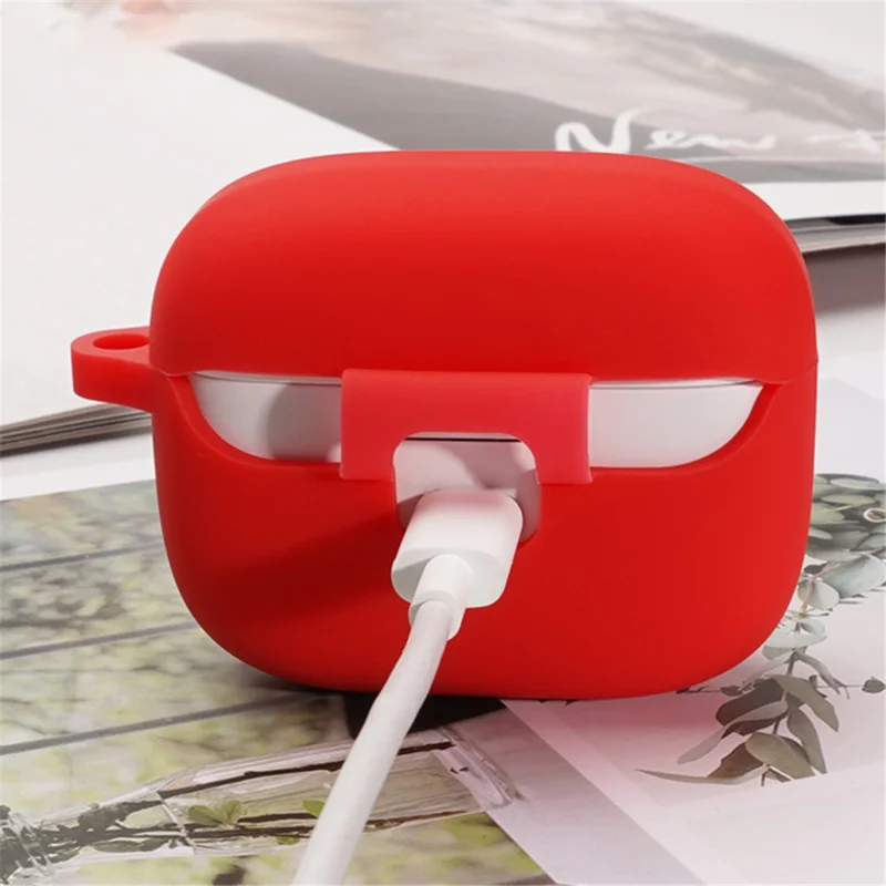 For JBL TUNE 130NC Bluetooth-compatible Earphone Silicone Protective Case Headphone Anti-fall Cover with Anti-lost Buckle - White