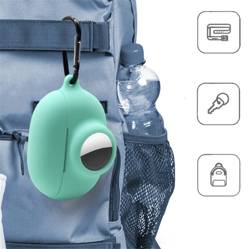For Beats Studio Buds + AirTag 2 in 1 Protective Case Cover Portable Earbuds Soft Silicone Protector with Keychain - Dark Green