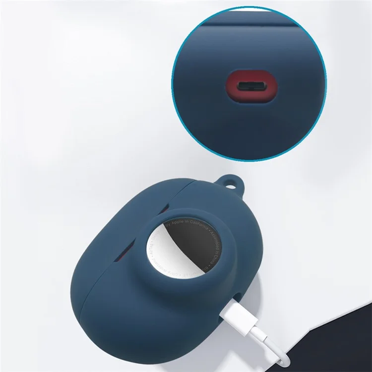 For Beats Studio Buds + AirTag 2 in 1 Protective Case Cover Portable Earbuds Soft Silicone Protector with Keychain - Blue