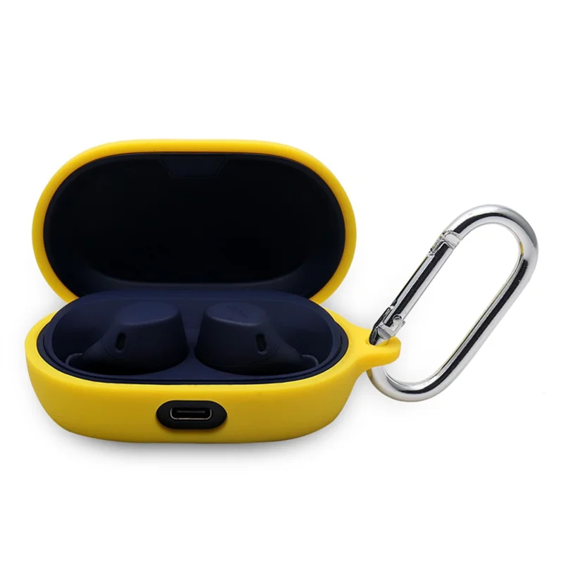 For Jabra Elite 7 Active / 7 Pro Case Cover Portable Protective Case Earbuds Soft Silicone Protector with Keychain - Yellow