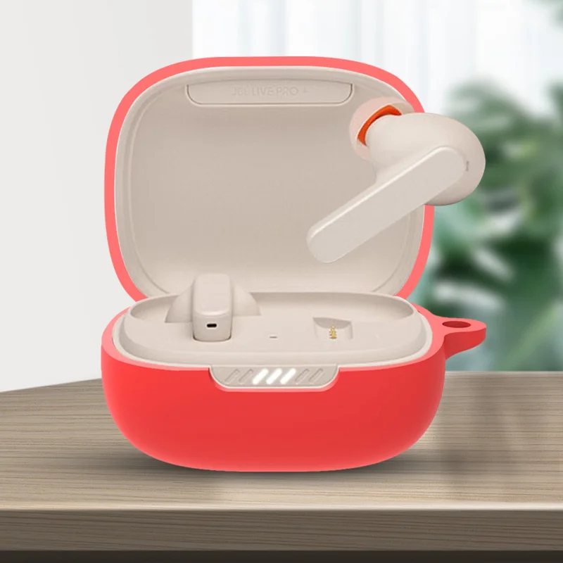 Silikon-Schutzhülle für JBL Live Pro+ TWS, Kopfhörer-Ladegehäuse Anti-Kratzer Staubdichte Schale - Rot