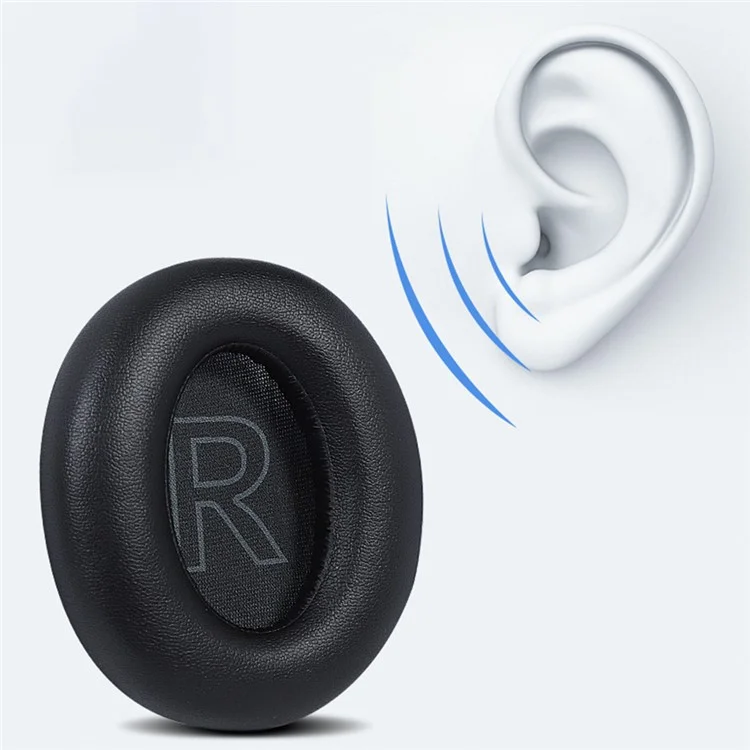 1 Par para Anker Soundcore Life Q30 Noise Canceling Proteína Couro Earmufs Pads - Preto