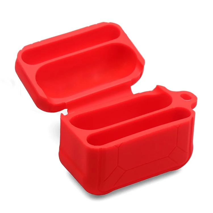 Pour Apple Airpods Pro 3-en-1 Case de Protection en Silicone + Co-oreille + Ensemble de Protection Anti-carabiner Anti-Lost - Rouge