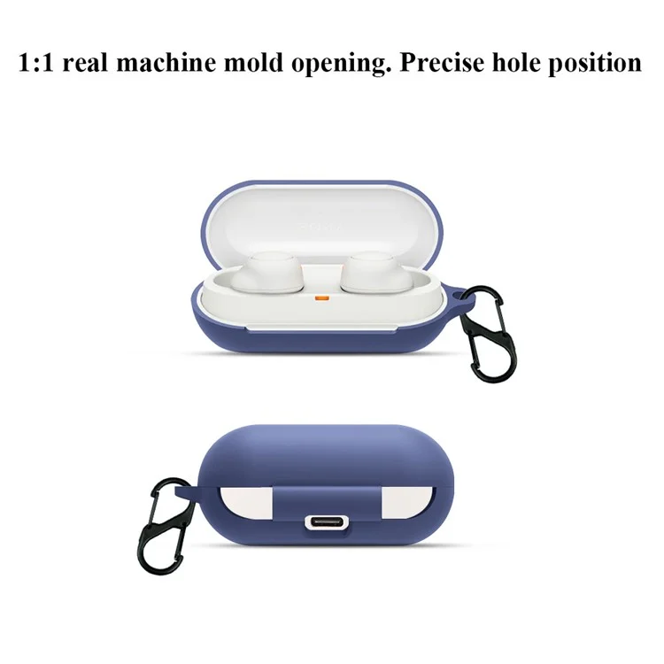 For Sony WF-C500 TWS Bluetooth-compatible Earphone Silicone Shell Anti-drop Protective Cover - Navy Blue