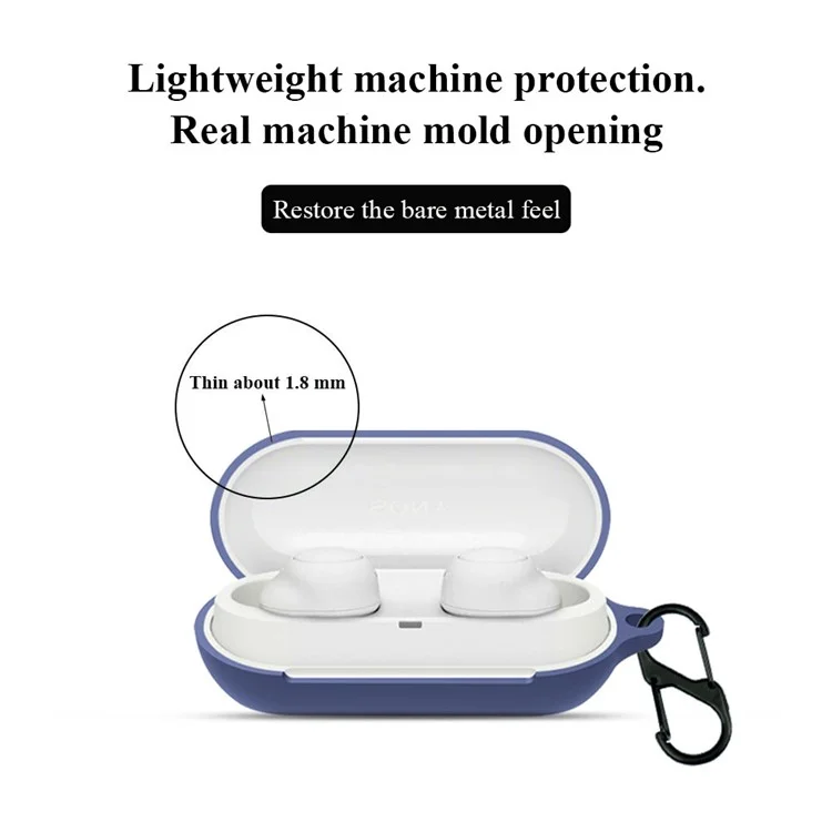 For Sony WF-C500 TWS Bluetooth-compatible Earphone Silicone Shell Anti-drop Protective Cover - Navy Blue
