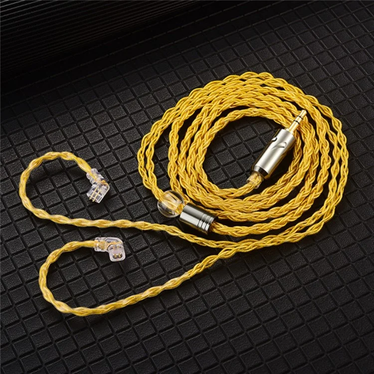 QKZ T1 8-Core Headset Cable TC Silver-Plated HiFi Headphone Update Cable MMCX/2Pin Connector with 3.5mm Gold Plated Plug for QKZ/ZXN/ZXT/ZXD/ZX2/ZAX2/ZX1/ZX3 - Yellow