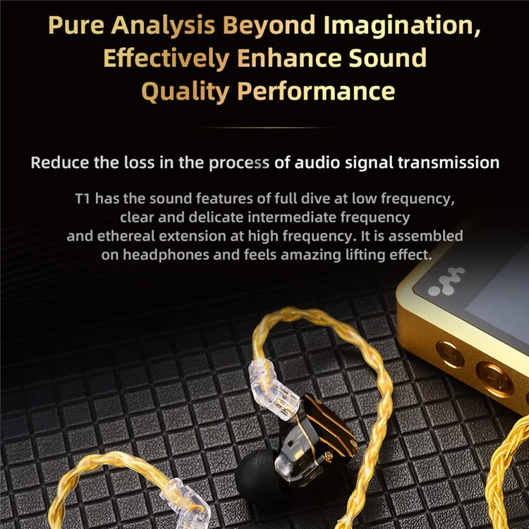 Cable de Auricular QKZ T1 TC TC Cable de Actualización de Auriculares Hifi Plateado Silver Mmcx/2pin Con un Enchufe Chapado de Oro de 3.5 mm Para QKZ/ZXN/ZXT/ZXD/ZX2/ZAX2/ZX1/ZX3 - Amarillo