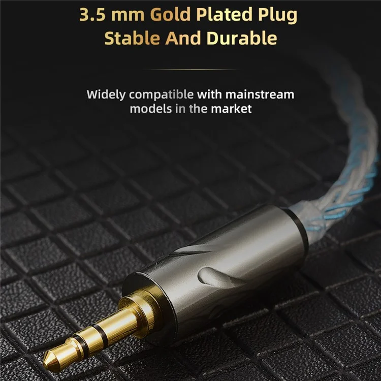 QKZ T1 8-Core Headset Cable TC Silver-Plated HiFi Headphone Update Cable MMCX/2Pin Connector with 3.5mm Gold Plated Plug for QKZ/ZXN/ZXT/ZXD/ZX2/ZAX2/ZX1/ZX3 - Yellow