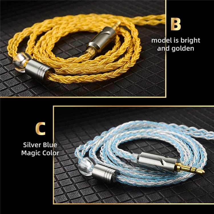 QKZ T1 8-Core Headset Cable TC Silver-Plated HiFi Headphone Update Cable MMCX/2Pin Connector with 3.5mm Gold Plated Plug for QKZ/ZXN/ZXT/ZXD/ZX2/ZAX2/ZX1/ZX3 - Blue