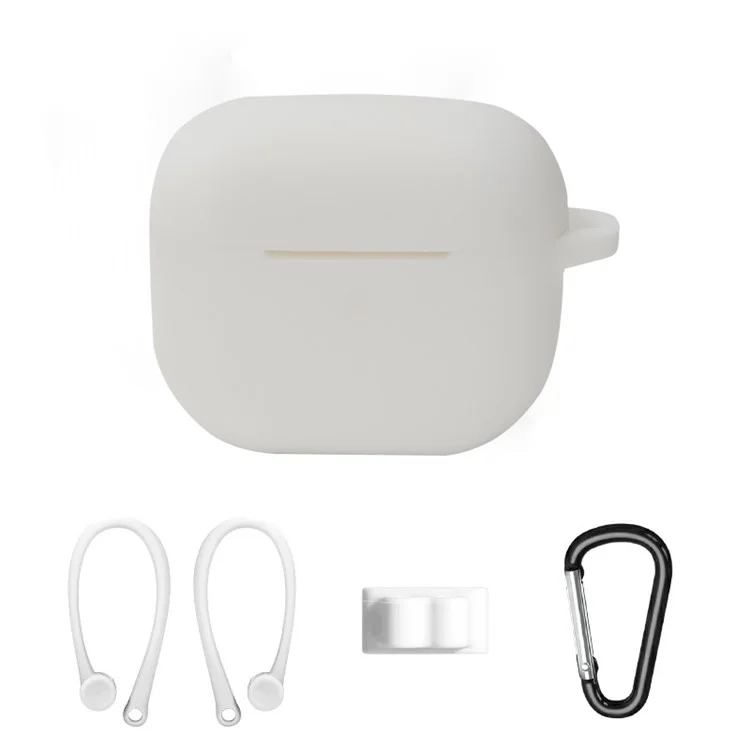 4pcs/set Per Apple AirPods 3 Case di Protezione Portatile Set Auricolari Kit Protezione a Silicone Morbido Con Fibbia Per Cabiner/gancio Auricolare - Bianca