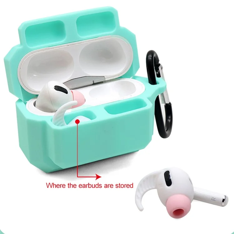 Per Apple AirPods Pro 3-in-1 Silicone Anti-Fall Case + Ear-Tip + Set di Protezione Del Carabiner Anti-Lost - Rosso