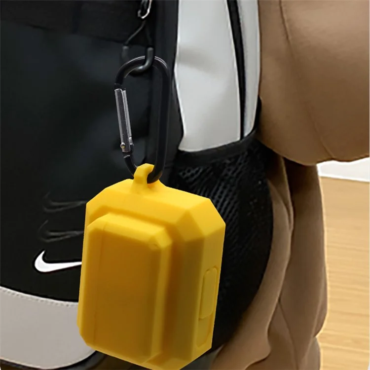 For Apple AirPods Pro 3-in-1 Silicone Anti-Fall Case + Ear-Tip + Anti-Lost Carabiner Protection Set - Luminous Green
