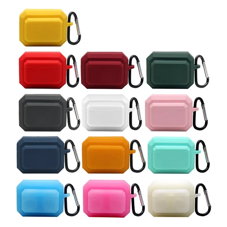 For Apple AirPods Pro 3-in-1 Silicone Anti-Fall Case + Ear-Tip + Anti-Lost Carabiner Protection Set - Luminous Green